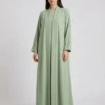 Classic Sage Green Open Front Abaya Set