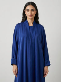 Classic Royal Blue Open Front Abaya Set