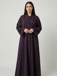 Classic Dark Espresso Open Front Abaya Set