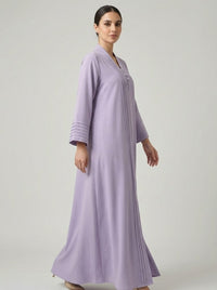 Lilac Pleated Front Abaya with Button Details Ready for the next one