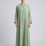 Classic Sage Green Open Front Abaya Set