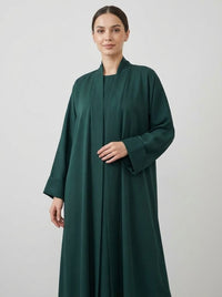 Classic Forest Green Open Front Abaya Set