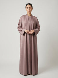 Classic Dusty Mauve Open Front Abaya Set