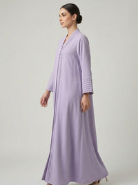 Lilac Pleated Front Abaya with Button Details Ready for the next one