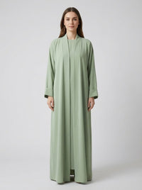 Classic Sage Green Open Front Abaya Set