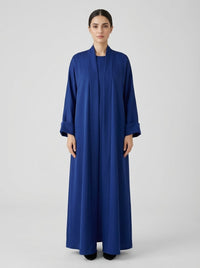 Classic Royal Blue Open Front Abaya Set