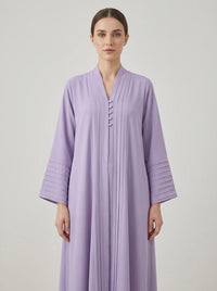 Lilac Pleated Front Abaya with Button Details Ready for the next one