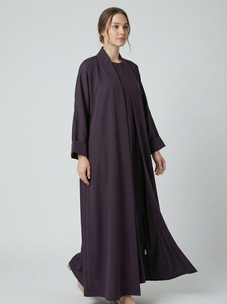 Classic Dark Espresso Open Front Abaya Set