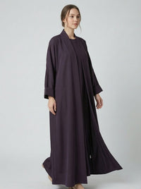 Classic Dark Espresso Open Front Abaya Set