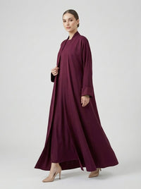 Classic Plum Open Front Abaya Set