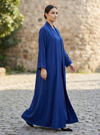 Classic Royal Blue Open Front Abaya Set