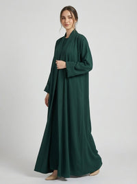 Classic Forest Green Open Front Abaya Set