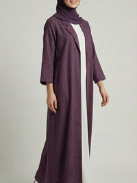 Deep Mauve Coat-Style Abaya with Lapel Collar