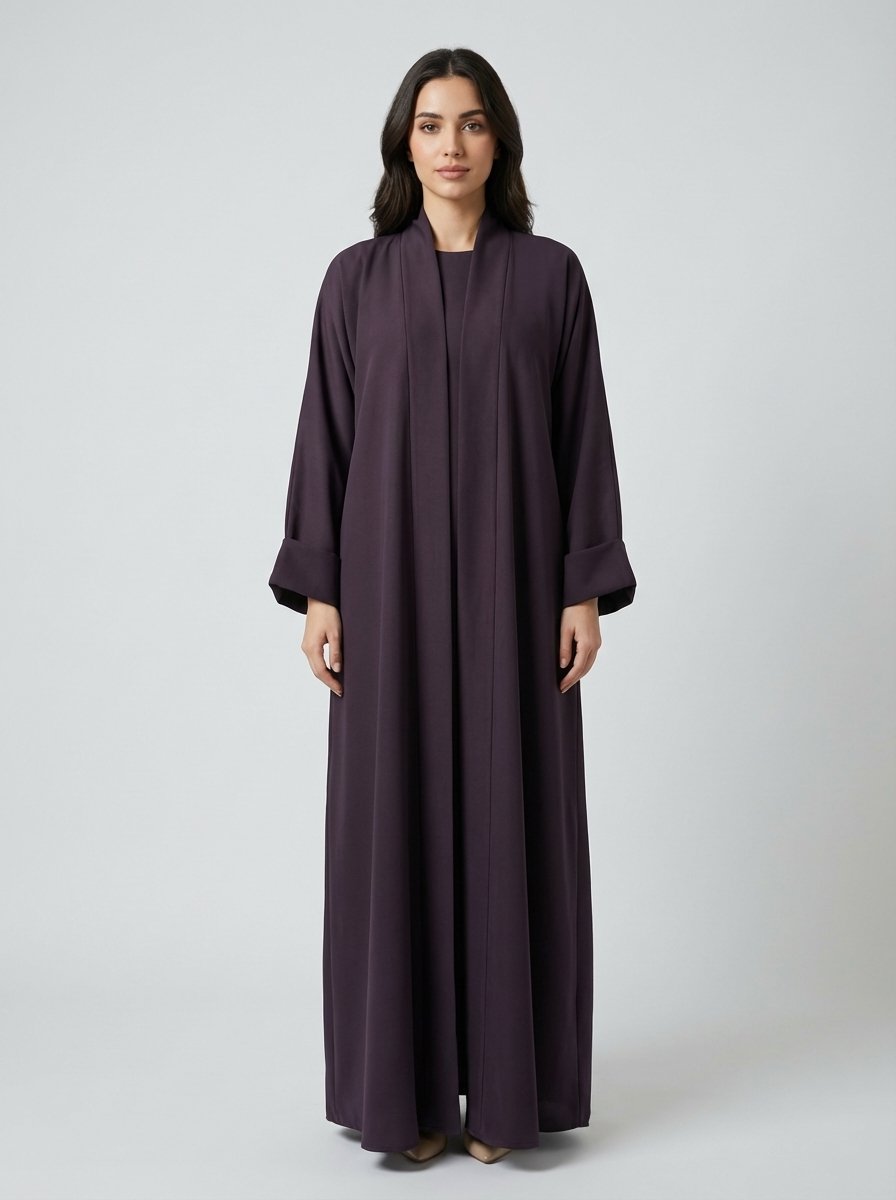 Classic Dark Espresso Open Front Abaya Set - Image 8