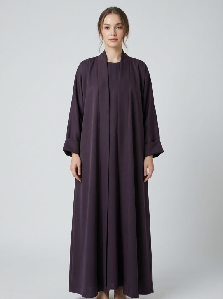 Classic Dark Espresso Open Front Abaya Set