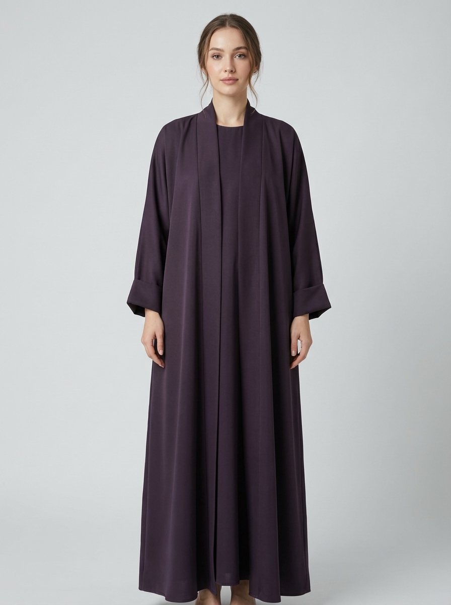 Classic Dark Espresso Open Front Abaya Set